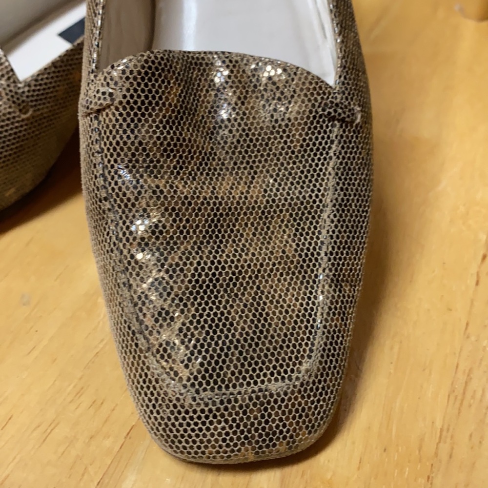 Stuart Weitzman Gold Python Print Flats Loafers S… - image 2